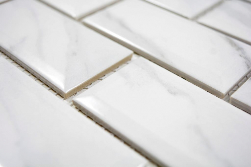 Mosaico ceramico Metro Carrara look piastrelle backsplash cucina splashback BAD doccia MOS26M-0203_f