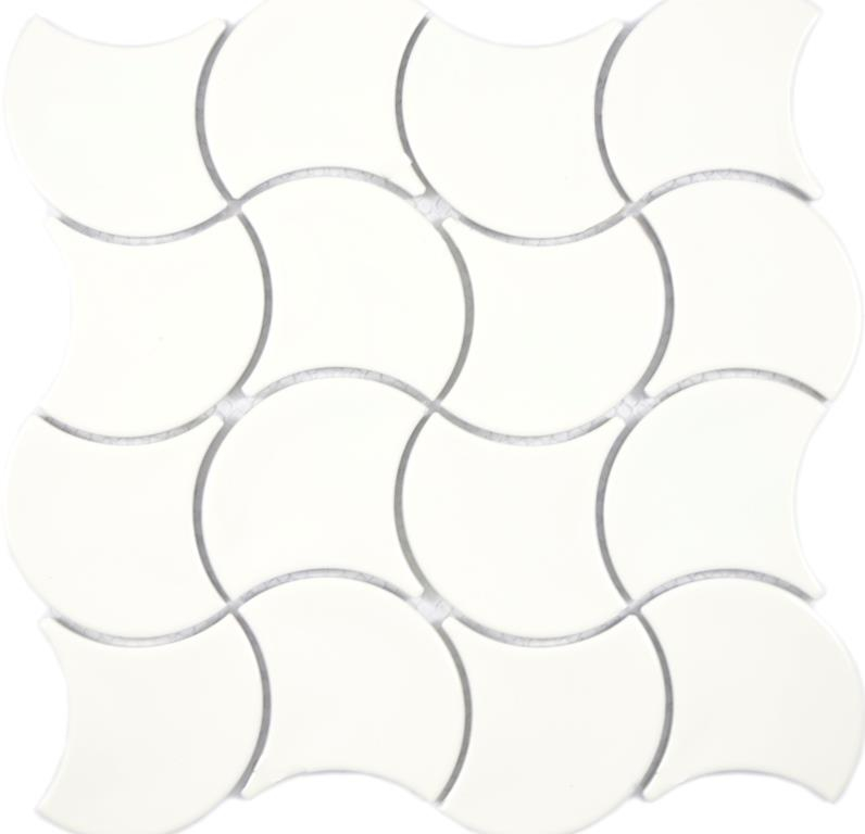 Ceramica mosaico ventaglio avorio lucido onda muro piastrelle backsplash cucina doccia bagno MOS13-FS19_f