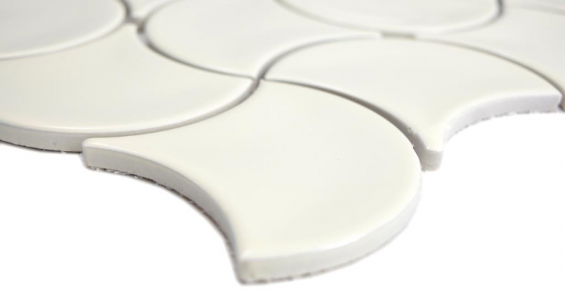 Ceramica mosaico ventaglio avorio lucido onda muro piastrelle backsplash cucina doccia bagno MOS13-FS19_f