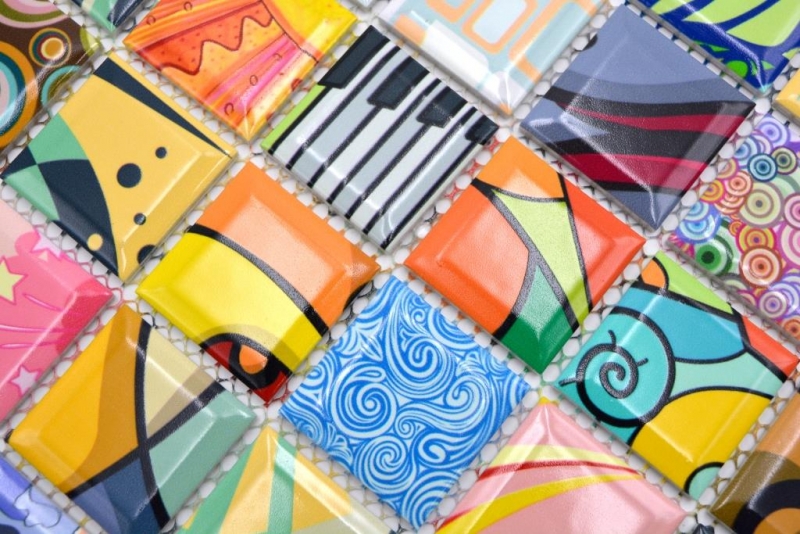 Piastrelle di ceramica a mosaico Piastrelle di mosaico colorate in stile retrò POP UP ART design Rivestimento di pareti Piastrelle backsplash