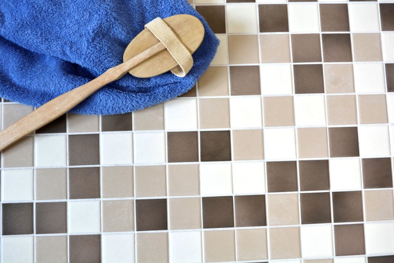 Piastrella di ceramica a mosaico bianco antico beige marrone antiscivolo per cucina MOS14-1213