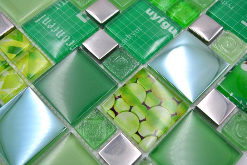 Mosaico di vetro tessere di mosaico argento verde muro piastrelle backsplash cucina bagno