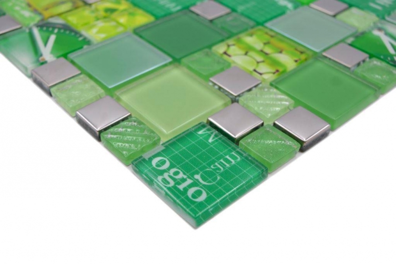 Mosaico di vetro tessere di mosaico argento verde muro piastrelle backsplash cucina bagno