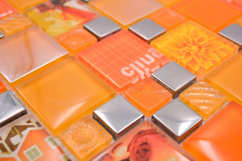 Mosaico di vetro tessere di mosaico argento arancio muro piastrelle backsplash cucina bagno