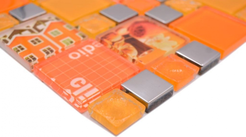 Mosaico di vetro tessere di mosaico argento arancio muro piastrelle backsplash cucina bagno