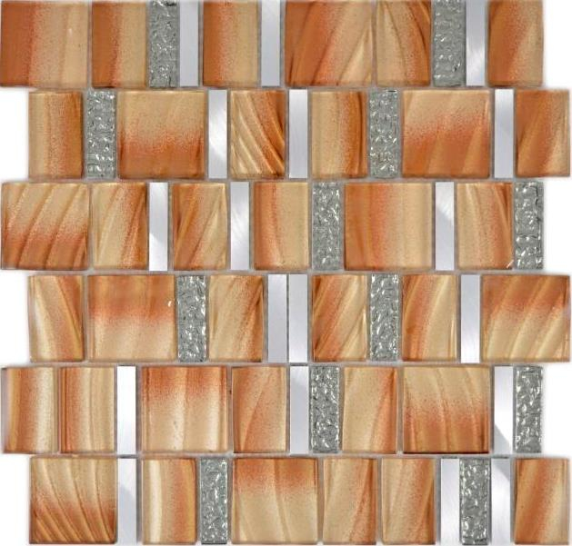Campione a mano alluminio mosaico vetro mosaico ALU marrone piastrella muro specchio cucina doccia bagno MOS88-0013_m