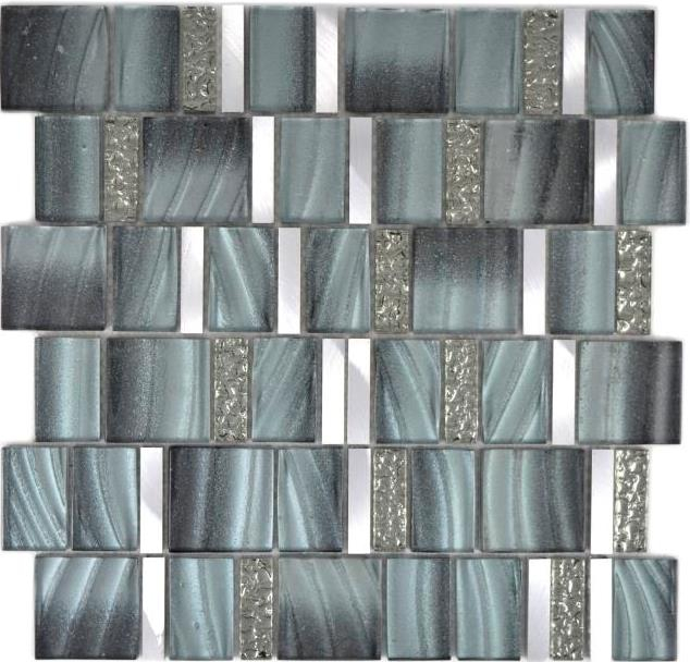 Mano modello alluminio mosaico vetro mosaico ALU grigio piastrelle muro specchio cucina doccia bagno MOS88-0002_m