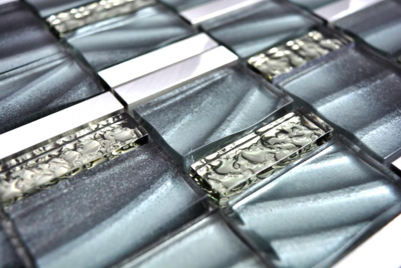 Mano modello alluminio mosaico vetro mosaico ALU grigio piastrelle muro specchio cucina doccia bagno MOS88-0002_m