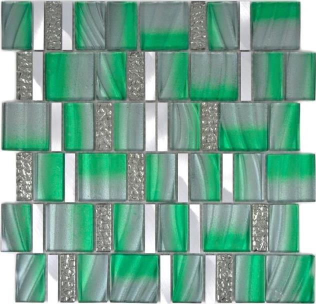 Alluminio mosaico vetro mosaico ALU verde muro piastrelle backsplash cucina doccia bagno_f | 10 mosaico tappetini
