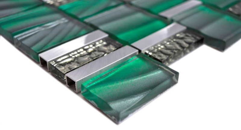 Alluminio mosaico vetro mosaico ALU verde muro piastrelle backsplash cucina doccia bagno_f | 10 mosaico tappetini