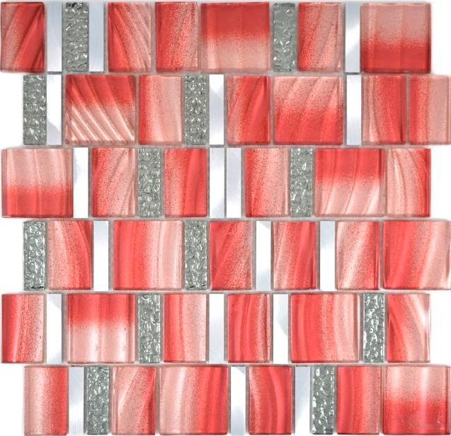 Mosaico di alluminio mosaico di vetro mosaico ALU rosso muro piastrelle backsplash cucina doccia bagno_f | 10 mosaico tappetini