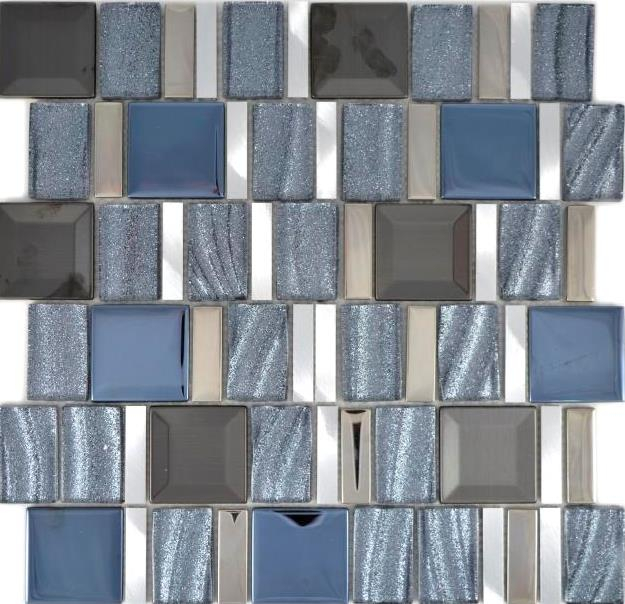 Mosaico di alluminio mosaico di vetro mosaico ALU argento muro piastrelle specchio cucina doccia bagno_f | 10 mosaico tappetini