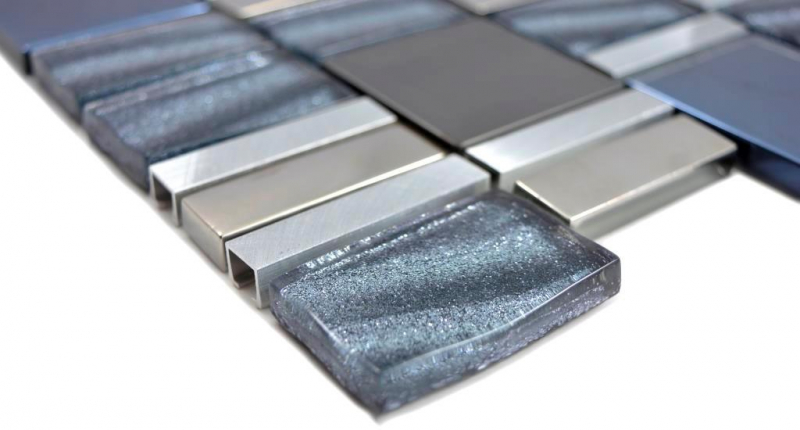 Mosaico di alluminio mosaico di vetro mosaico ALU argento muro piastrelle specchio cucina doccia bagno_f | 10 mosaico tappetini