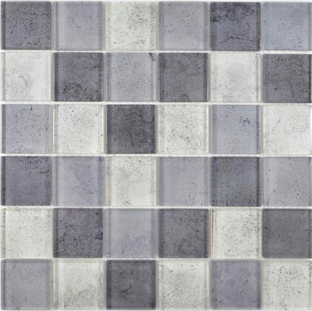 Mano modello trasparente cristallo vetro mosaico grigio parete piastrelle backsplash cucina doccia bagno MOS88-0022_m