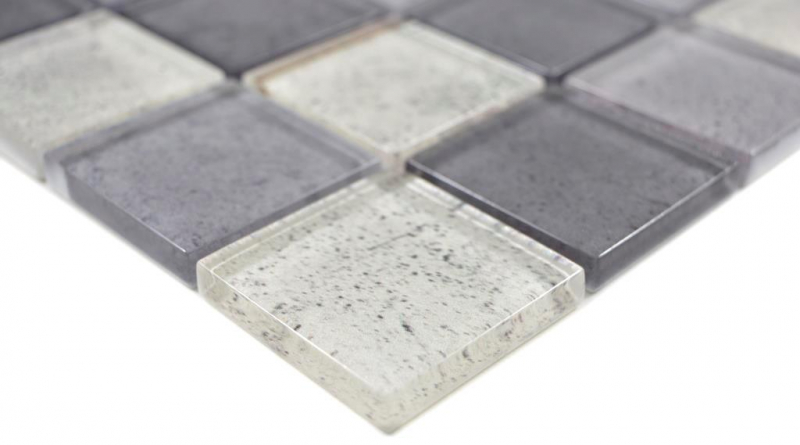 Mano modello trasparente cristallo vetro mosaico grigio parete piastrelle backsplash cucina doccia bagno MOS88-0022_m