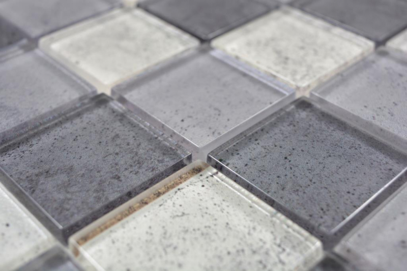 Mano modello trasparente cristallo vetro mosaico grigio parete piastrelle backsplash cucina doccia bagno MOS88-0022_m