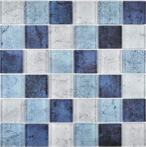 Mano modello trasparente cristallo vetro mosaico blu parete piastrelle backsplash cucina doccia bagno MOS88-0044_m