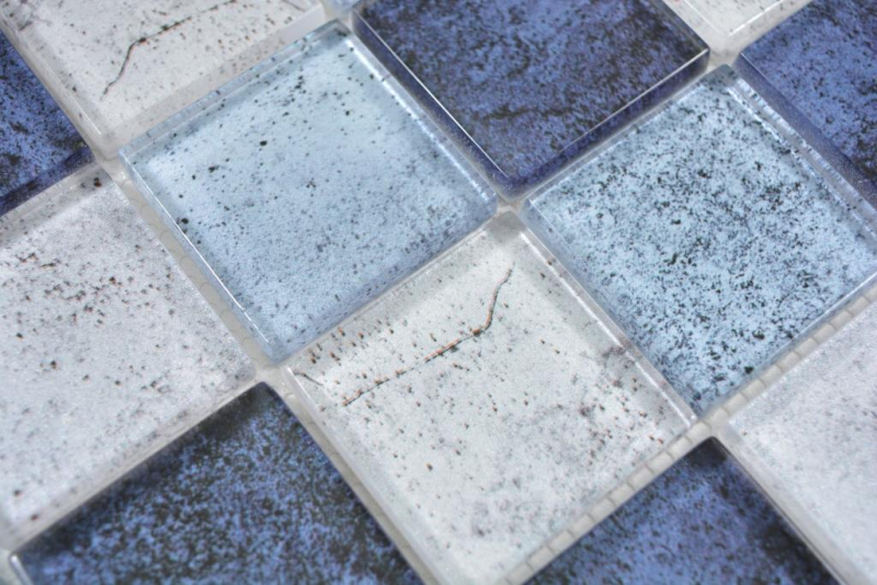 Mano modello trasparente cristallo vetro mosaico blu parete piastrelle backsplash cucina doccia bagno MOS88-0044_m