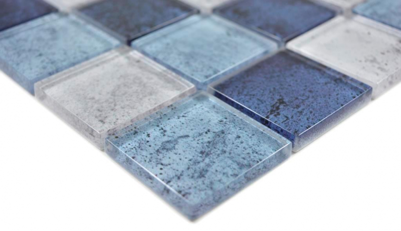 Mano modello trasparente cristallo vetro mosaico blu parete piastrelle backsplash cucina doccia bagno MOS88-0044_m