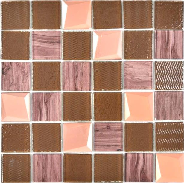 Mano modello trasparente cristallo vetro mosaico bronzo muro piastrelle backsplash cucina doccia bagno MOS88-1515_m