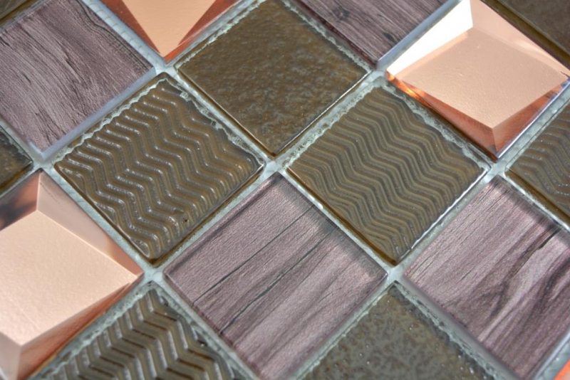 Mano modello trasparente cristallo vetro mosaico bronzo muro piastrelle backsplash cucina doccia bagno MOS88-1515_m