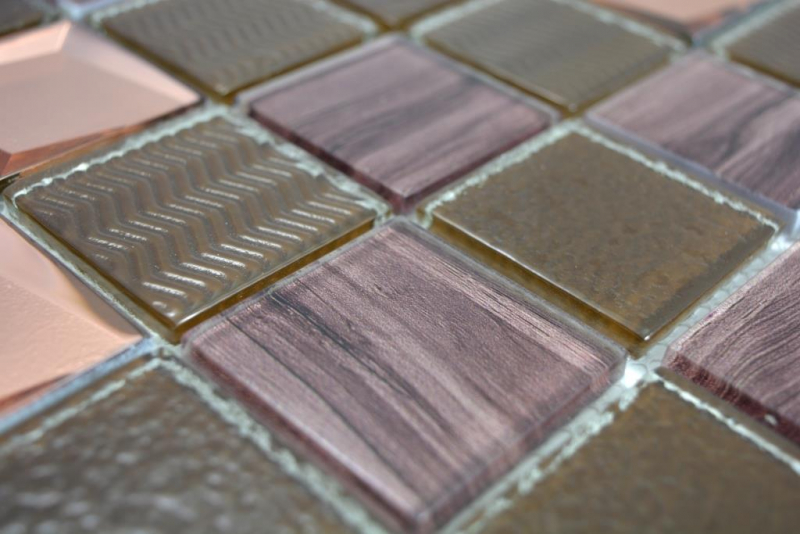 Mano modello trasparente cristallo vetro mosaico bronzo muro piastrelle backsplash cucina doccia bagno MOS88-1515_m