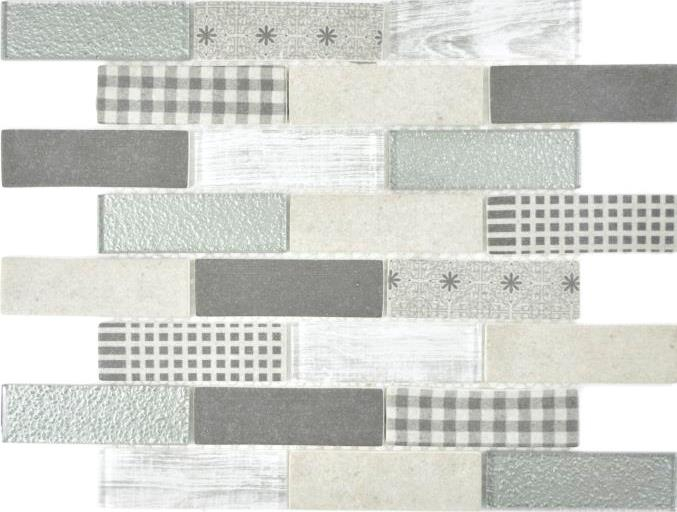 Mosaico traslucido Brick ECO vetro mosaico retrò grigio piastrelle parete backsplash cucina doccia bagno MOS88-R002