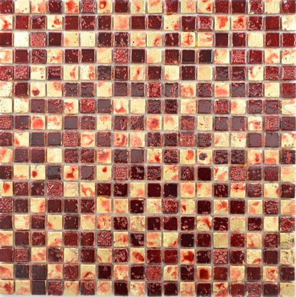 Mosaico pietra resina oro rosso parete piastrelle backsplash cucina bagno MOS88-0709_f