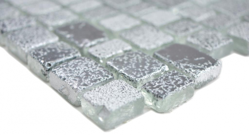 Mano modello trasparente cristallo mosaico vetro mosaico grigio nero parete piastrelle backsplash cucina bagno MOS85-0203_m