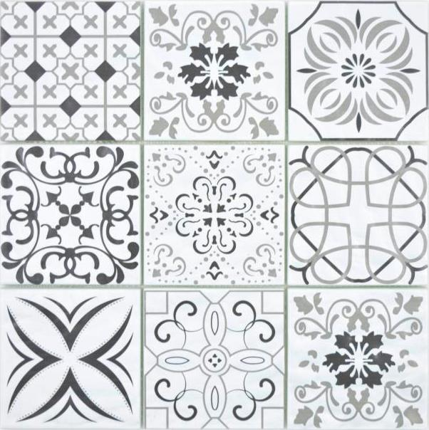 Mano modello trasparente cristallo vetro mosaico retro bianco e nero muro piastrelle backsplash cucina bagno MOS160-0301_m