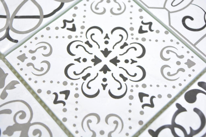 Mano modello trasparente cristallo vetro mosaico retro bianco e nero muro piastrelle backsplash cucina bagno MOS160-0301_m