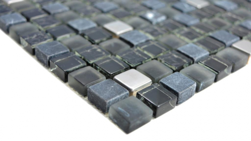 Traslucido acciaio inox vetro mosaico pietra acciaio nero vetro opaco muro piastrelle backsplash cucina bagno MOS92-0322_f | 10 mosaico tappetini