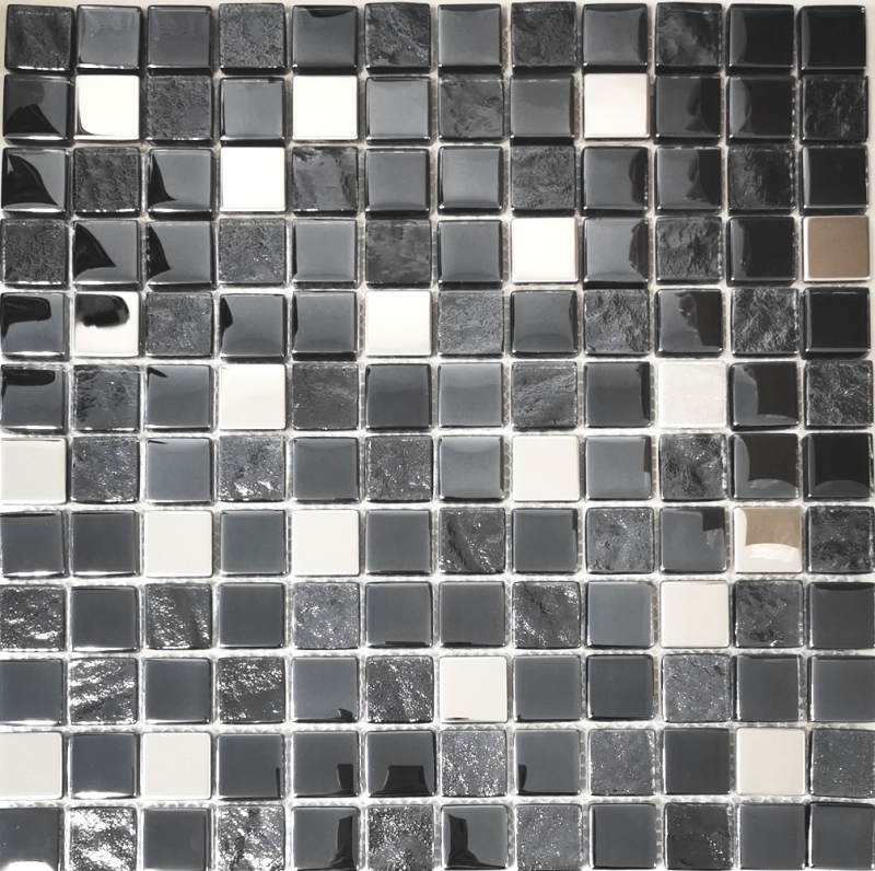 Mosaico di vetro mosaico piastrelle in acciaio inox antracite argento bluastro parete piastrelle backsplash cucina bagno MOS88-0322