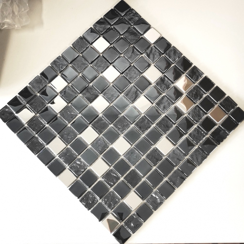 Mosaico di vetro mosaico piastrelle in acciaio inox antracite argento bluastro parete piastrelle backsplash cucina bagno MOS88-0322