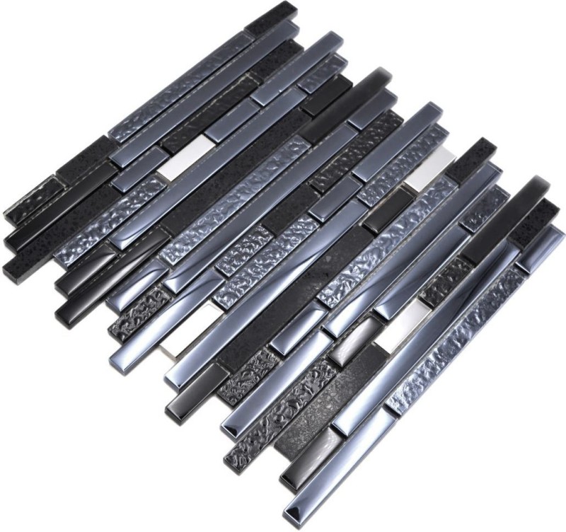 Aste per mosaico di vetro Tessere per mosaico in acciaio inox Grafite artificiale nero antracite argento