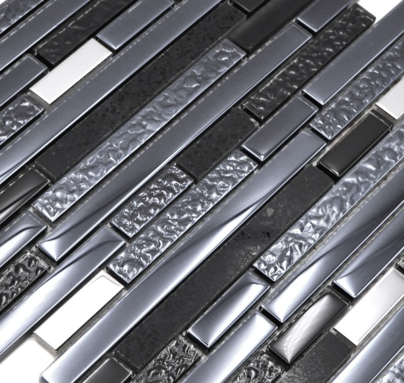 Aste per mosaico di vetro Tessere per mosaico in acciaio inox Grafite artificiale nero antracite argento