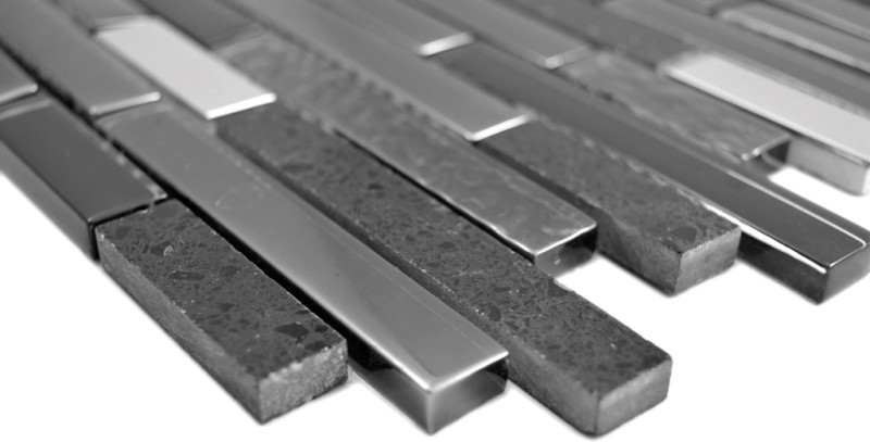 Aste per mosaico di vetro Tessere per mosaico in acciaio inox Grafite artificiale nero antracite argento