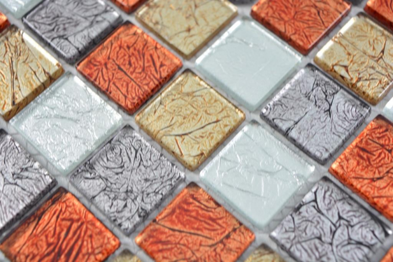 Mosaico di vetro mosaico piastrelle oro argento nero arancio rosso struttura muro piastrelle backsplash cucina bagno MOS63-71739