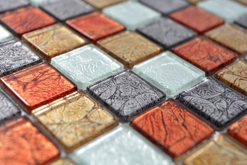 Mosaico di vetro mosaico piastrelle oro argento nero arancio rosso struttura muro piastrelle backsplash cucina bagno MOS63-71739