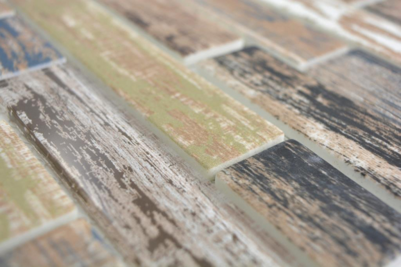 Mosaico traslucido dipinto a mano Mattone composito ECO mosaico di vetro vecchio Legno piastrelle muro backsplash cucina bagno MOS24-2093_m