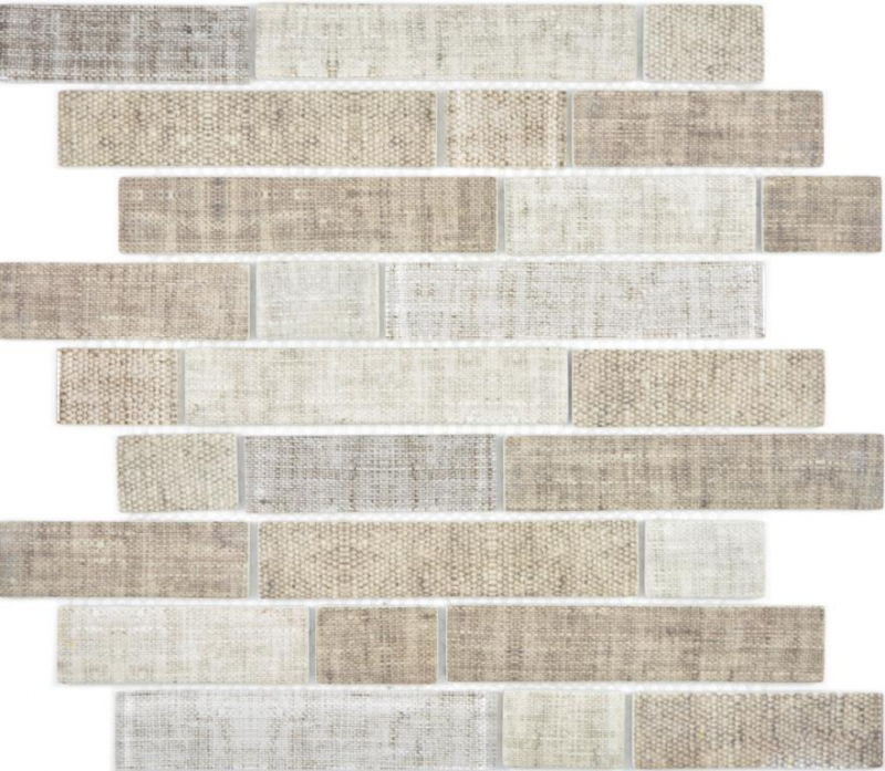 Mosaico traslucido mattone composito ECO vetro mosaico tessile beige muro piastrelle backsplash cucina bagno MOS24-2099
