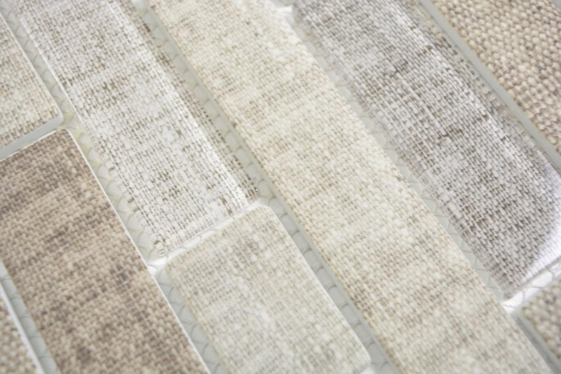 Mosaico traslucido mattone composito ECO vetro mosaico tessile beige muro piastrelle backsplash cucina bagno MOS24-2099
