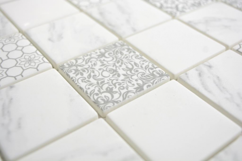 Mosaico di vetro ECO Carrara look mosaico piastrelle muro backsplash cucina bagno_f | 10 mosaico tappetini