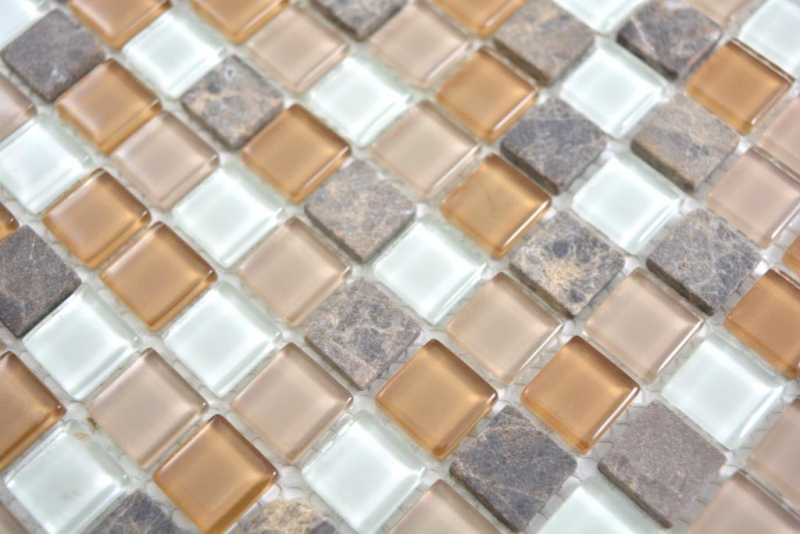 Mosaico di vetro pietra beige marrone piastrelle mosaico muro backsplash cucina bagno MOS58-1213_f