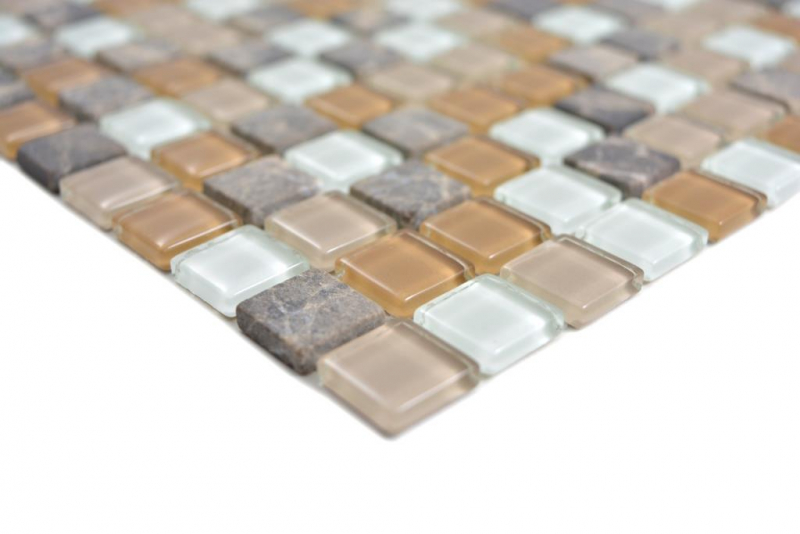 Mosaico di vetro pietra beige marrone piastrelle mosaico muro backsplash cucina bagno MOS58-1213_f