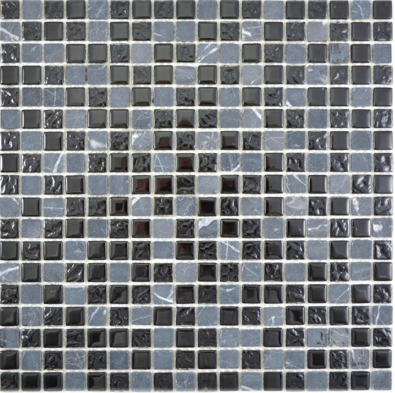 Mano modello traslucido vetro mosaico pietra grigio nero mosaico piastrelle parete backsplash cucina bagno MOS58-0203_m