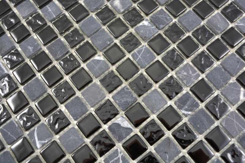 Mano modello traslucido vetro mosaico pietra grigio nero mosaico piastrelle parete backsplash cucina bagno MOS58-0203_m