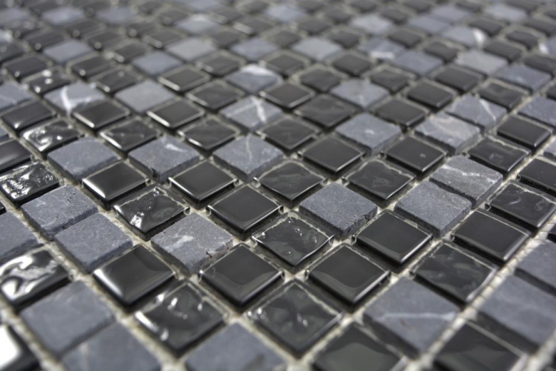 Mano modello traslucido vetro mosaico pietra grigio nero mosaico piastrelle parete backsplash cucina bagno MOS58-0203_m