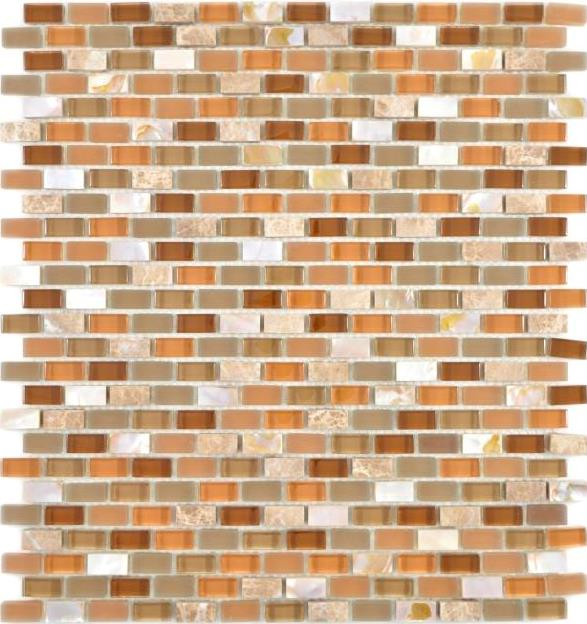 Mano modello traslucido vetro mosaico composito pietra conchiglia beige mosaico piastrelle parete backsplash cucina bagno MOS86-0012_m