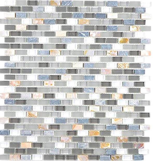 Aste di mosaico composito pietra naturale vetro mosaico conchiglia mattone grigio antracite tracotta mosaico piastrelle muro backsplash cucina bagno - MOS86-0002
